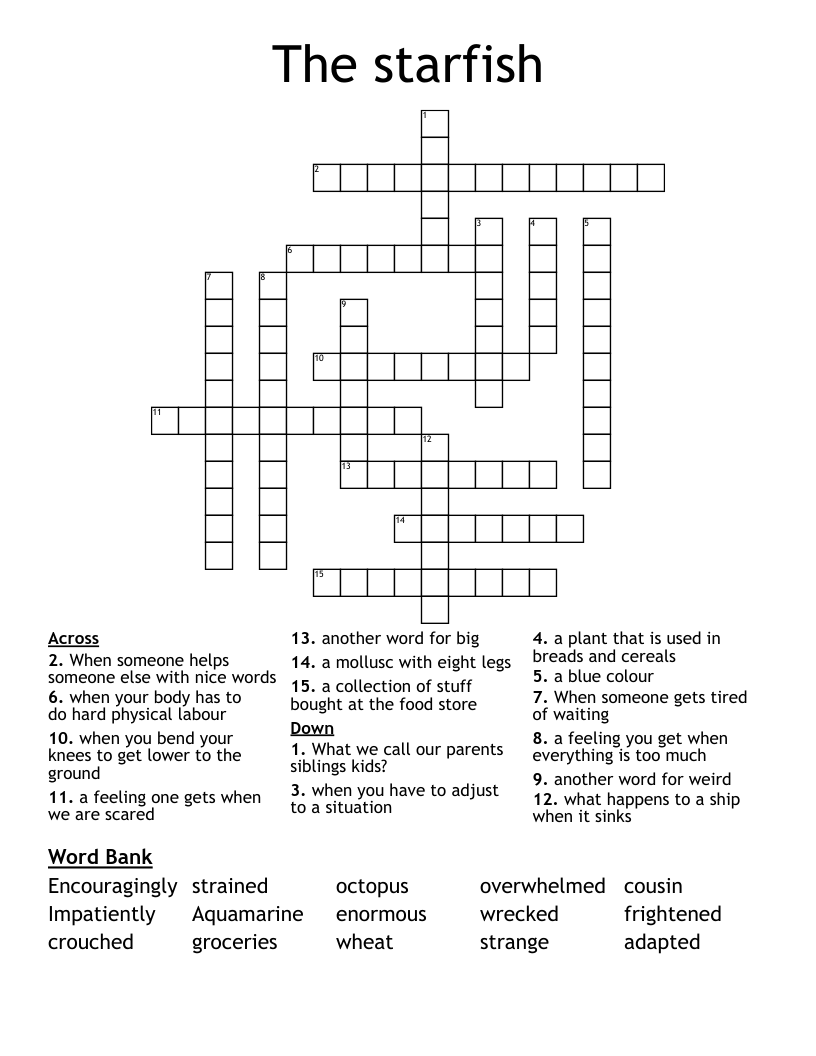 The starfish Crossword