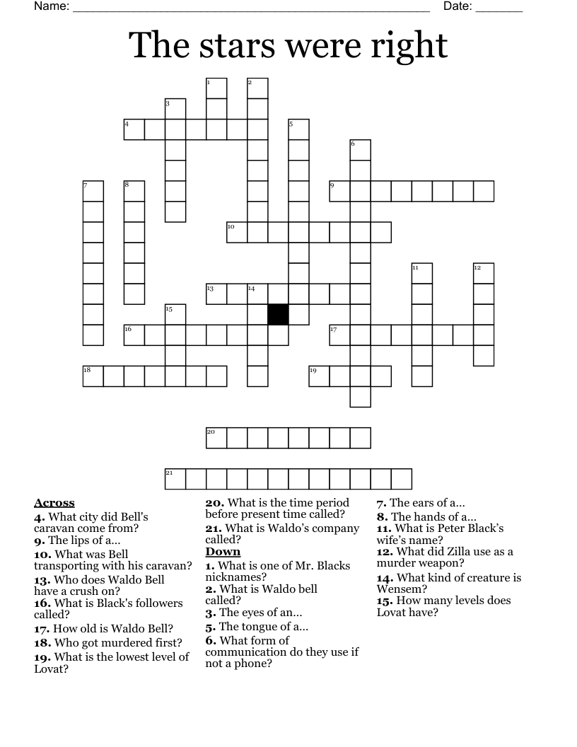 The stars were right Crossword