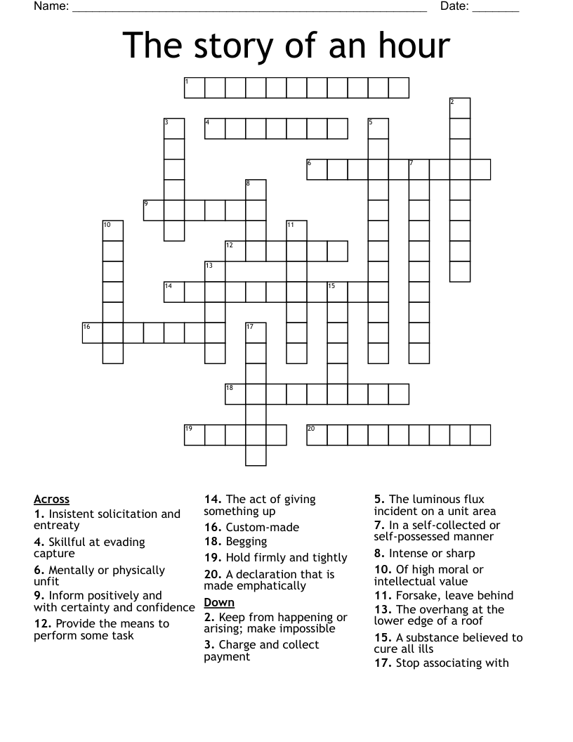 The story of an hour  Crossword