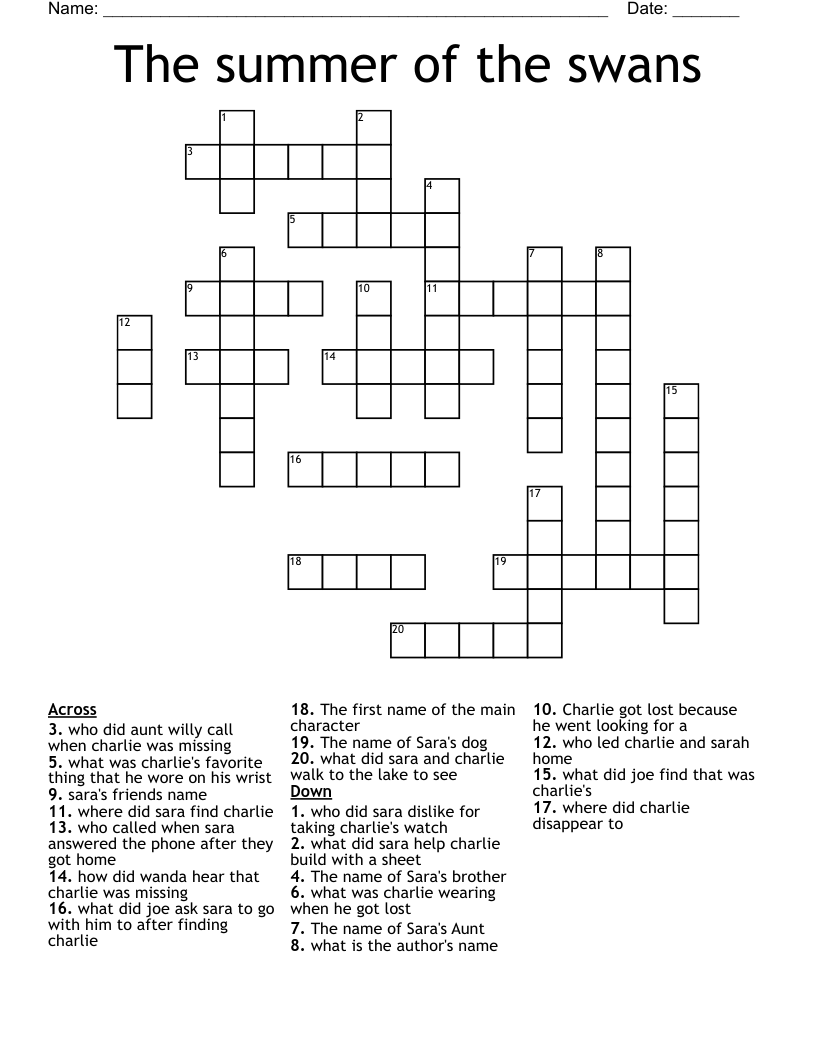 The summer of the swans Crossword