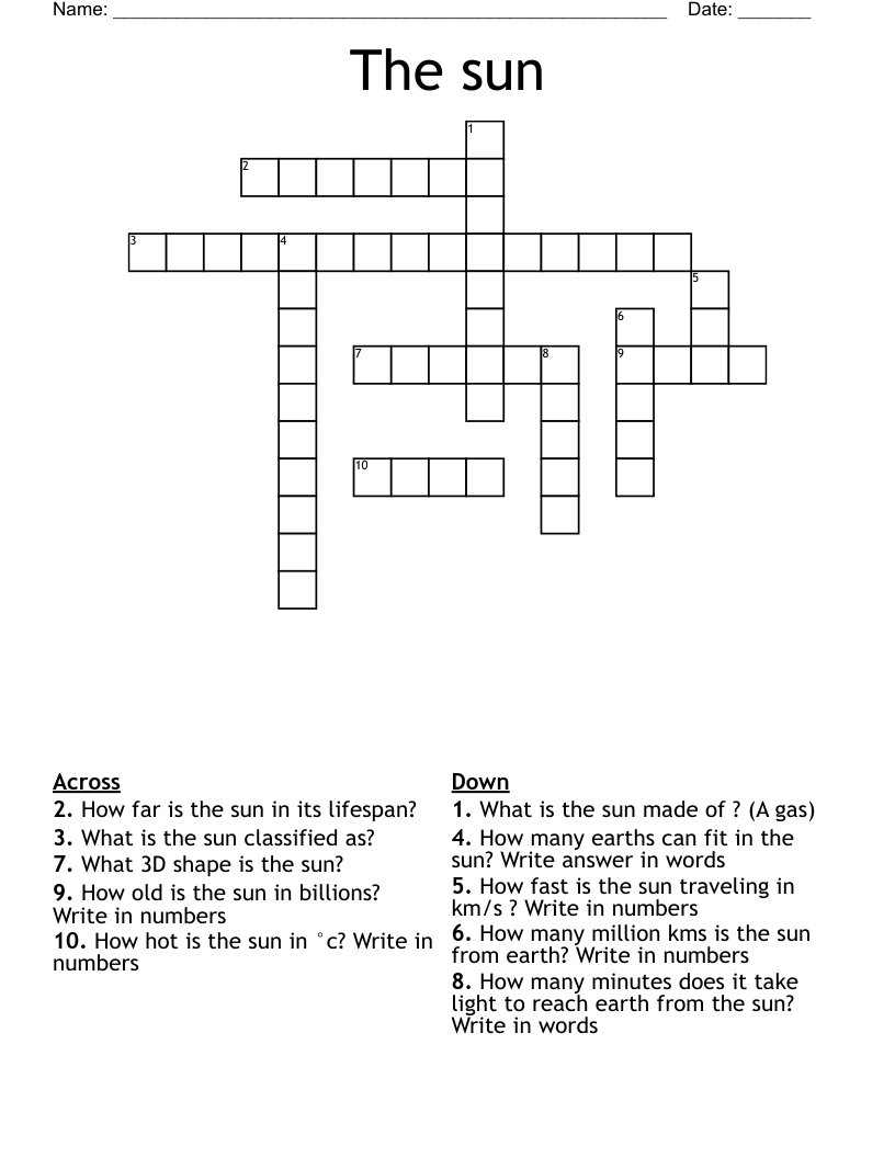 The sun  Crossword