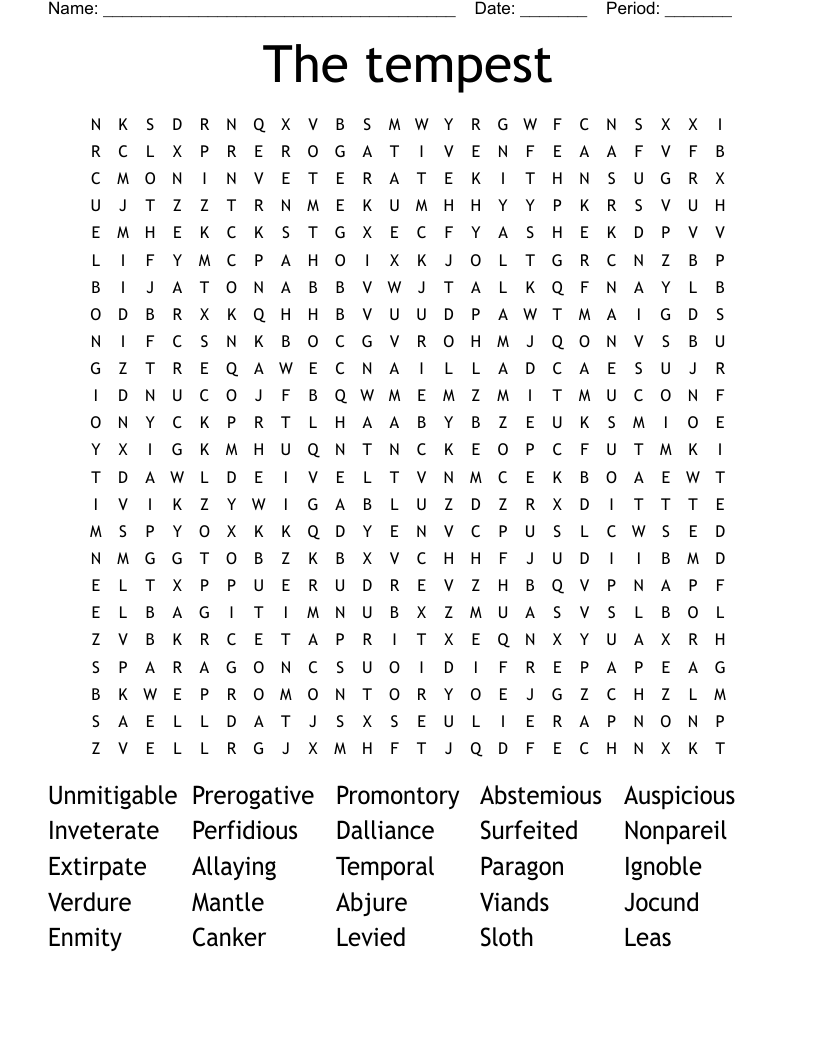 The tempest  Word Search