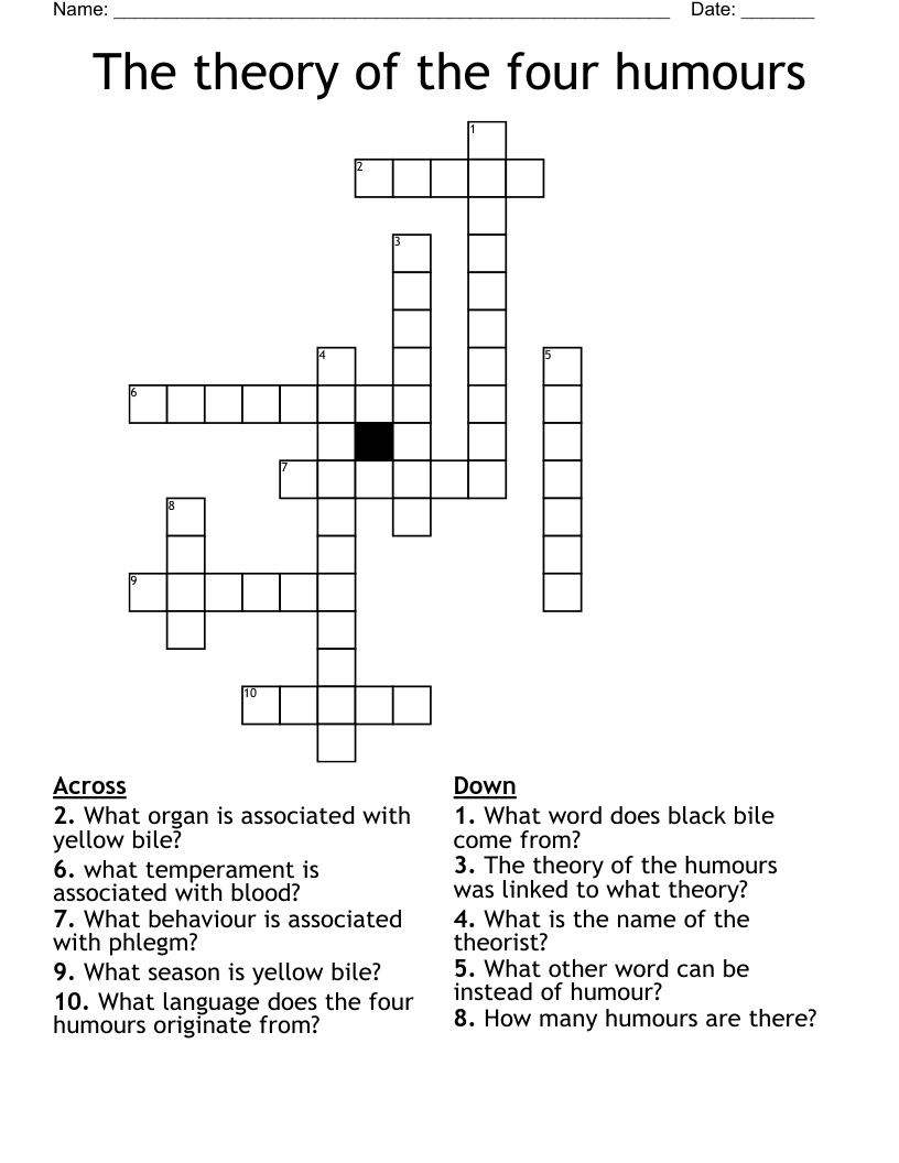 The theory of the four humours Crossword
