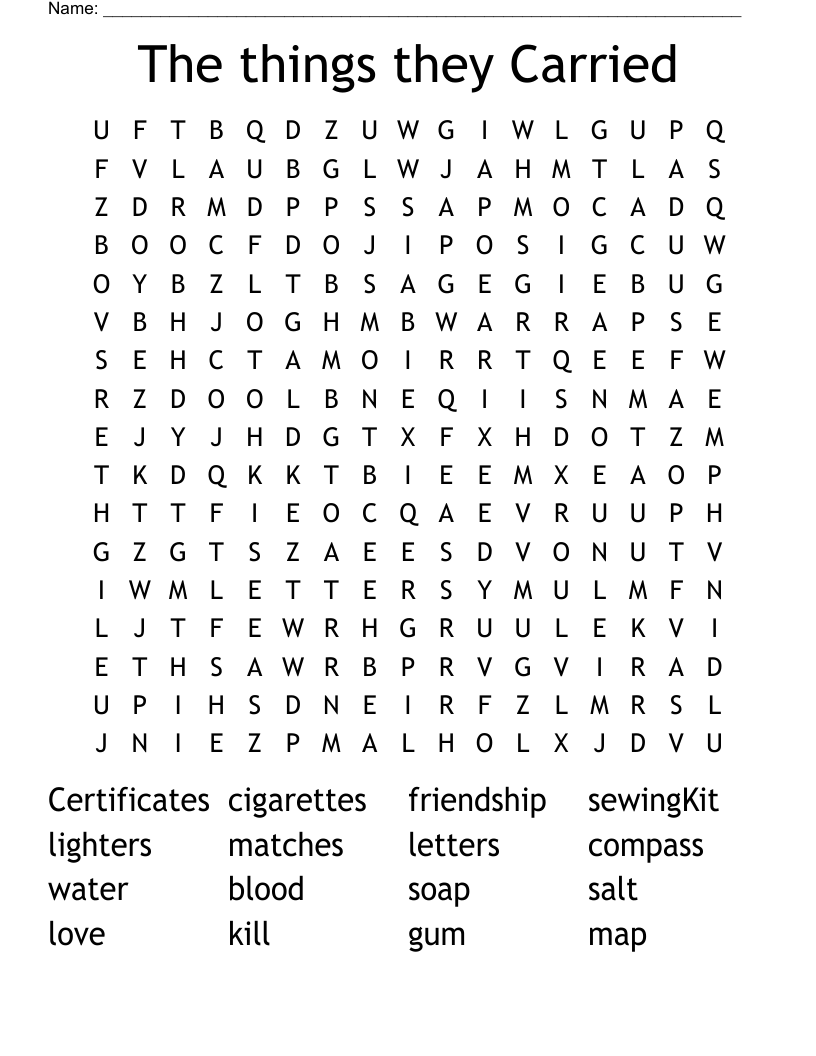 The things they Carried Word Search