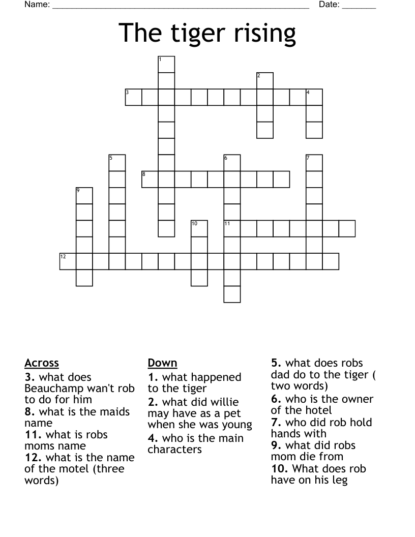 The tiger rising Crossword