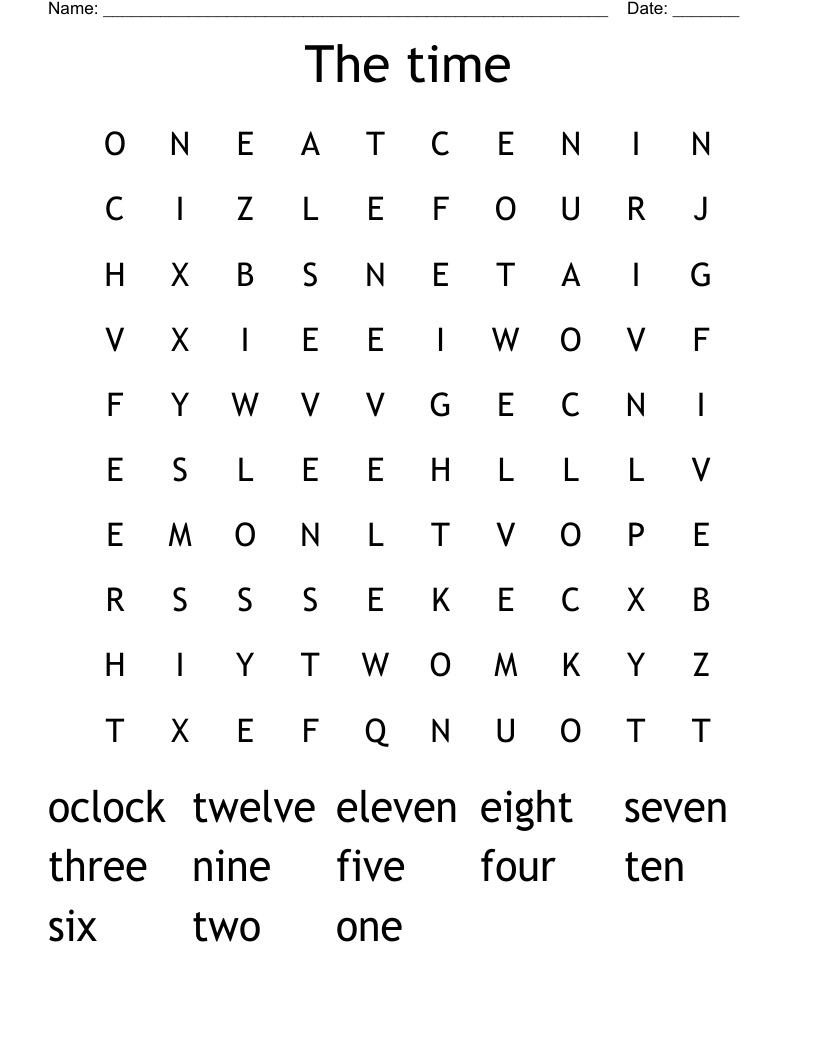 The time Word Search