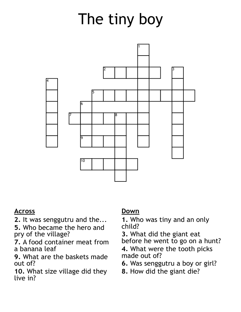 The tiny boy Crossword
