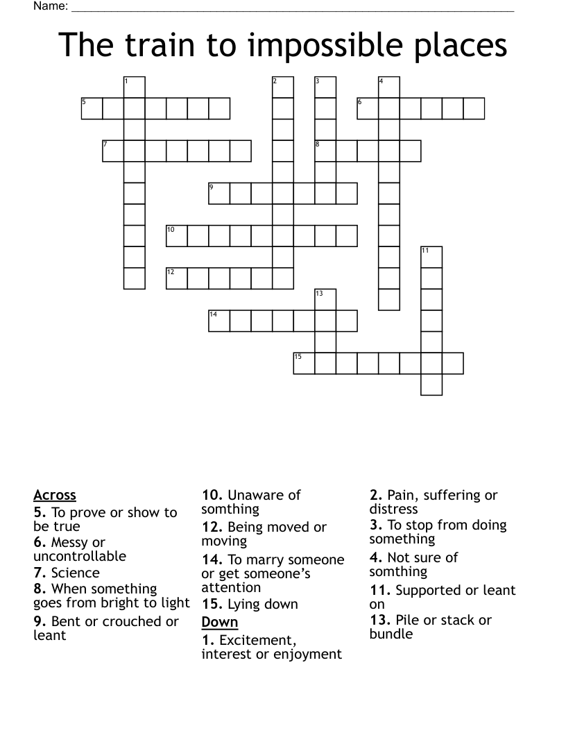 The train to impossible places Crossword