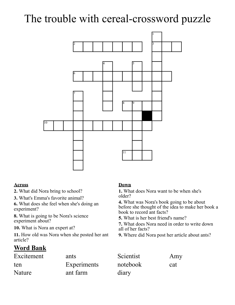 The trouble with cereal-crossword puzzle