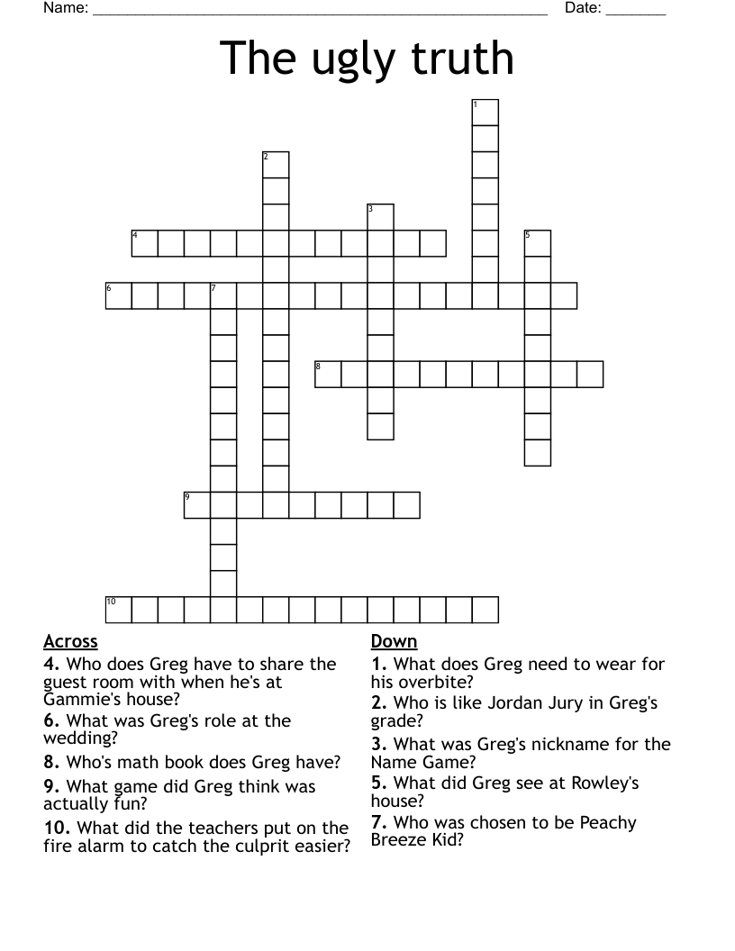 The ugly truth Crossword