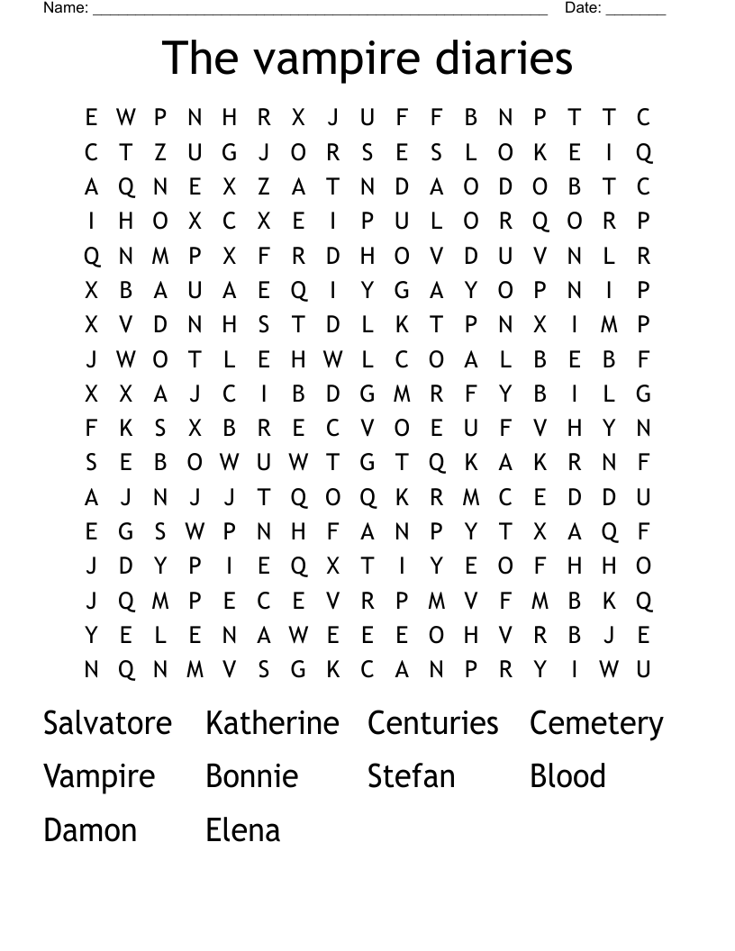 The vampire diaries  Word Search