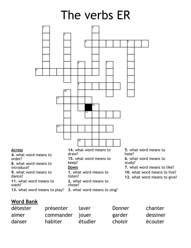 The verbs ER Crossword