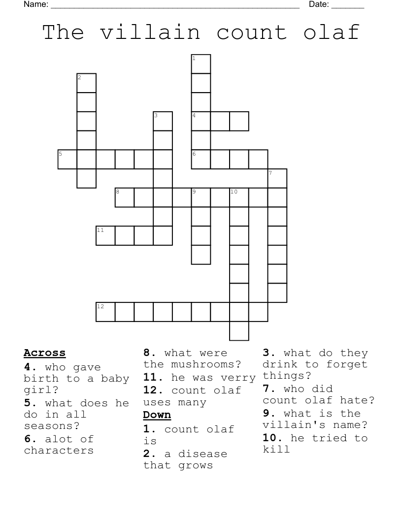The villain count olaf Crossword