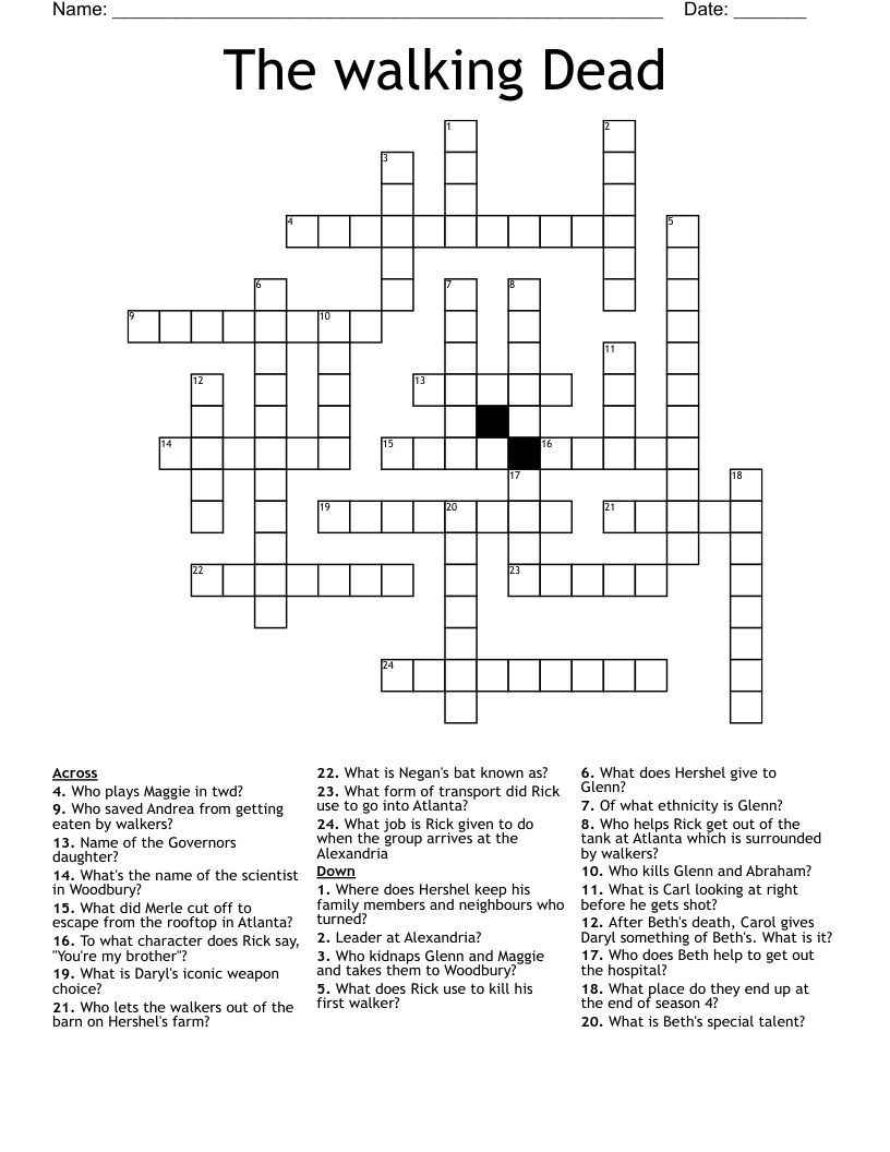 The walking Dead Crossword