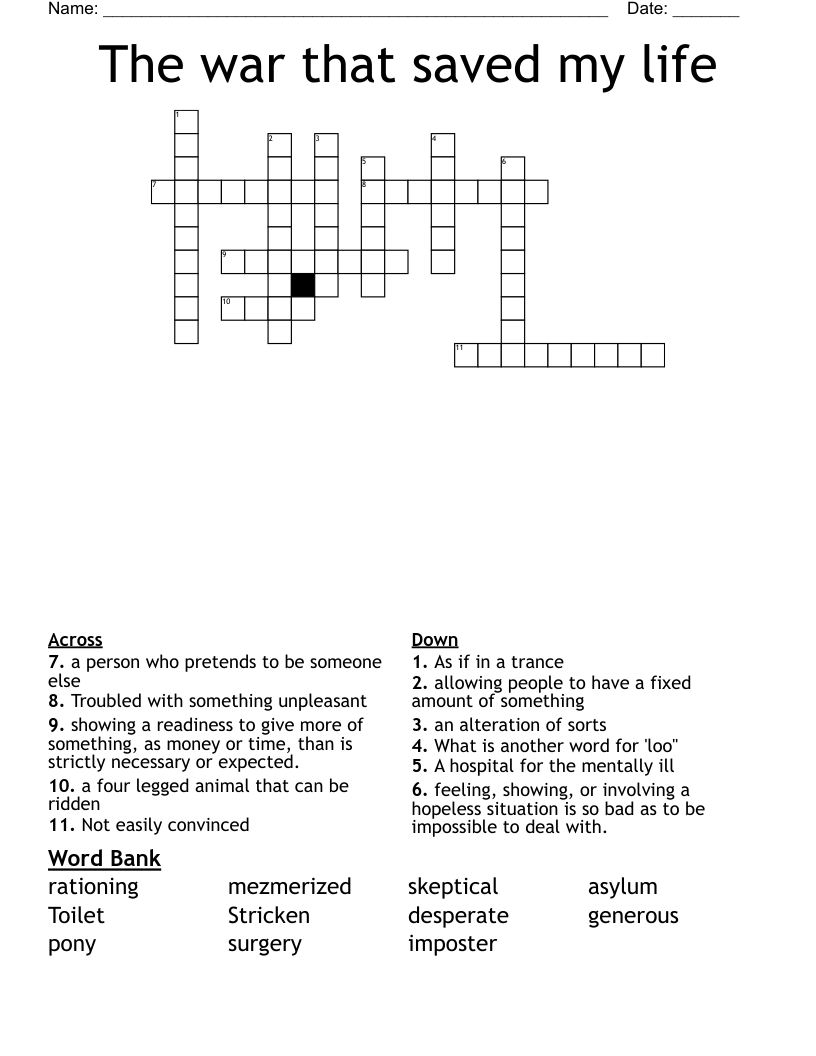 The war that saved my life Crossword
