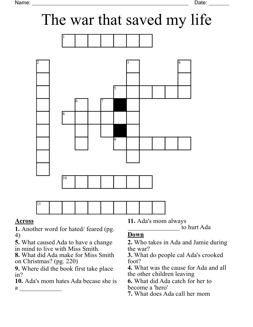 The war that saved my life Crossword