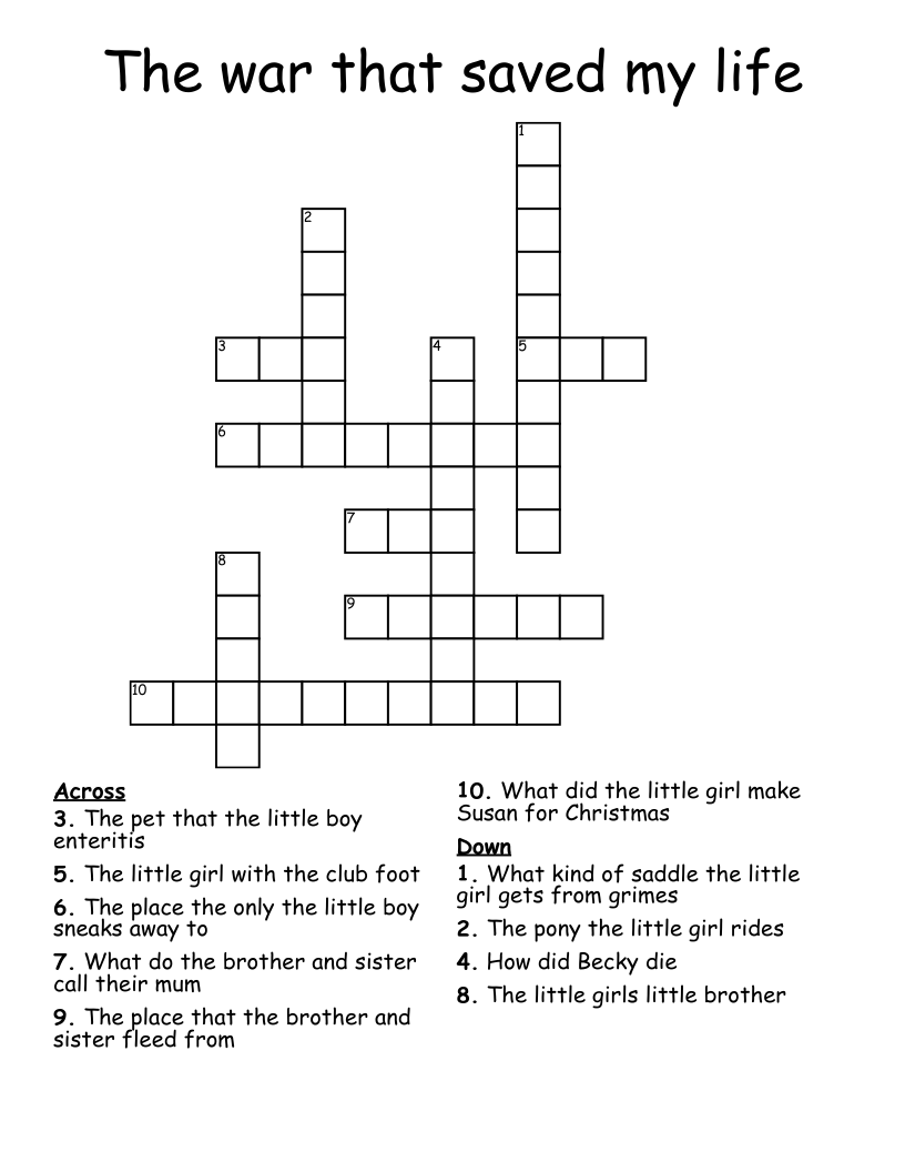The war that saved my life  Crossword