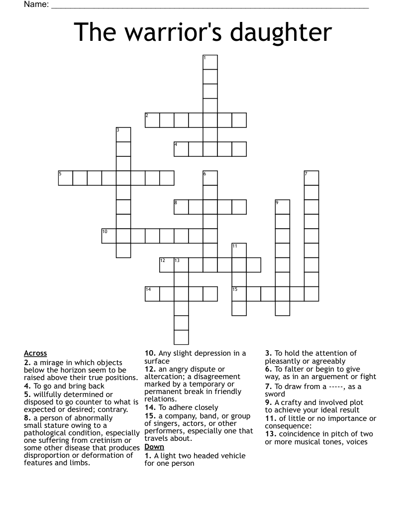 The warrior's daughter Crossword