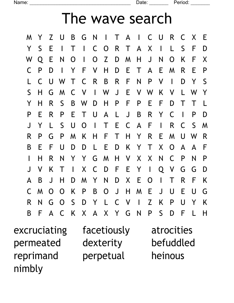 The wave search Word Search