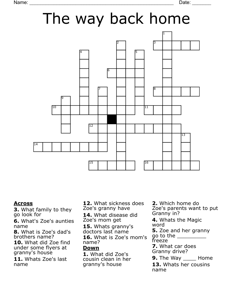 The way back home Crossword