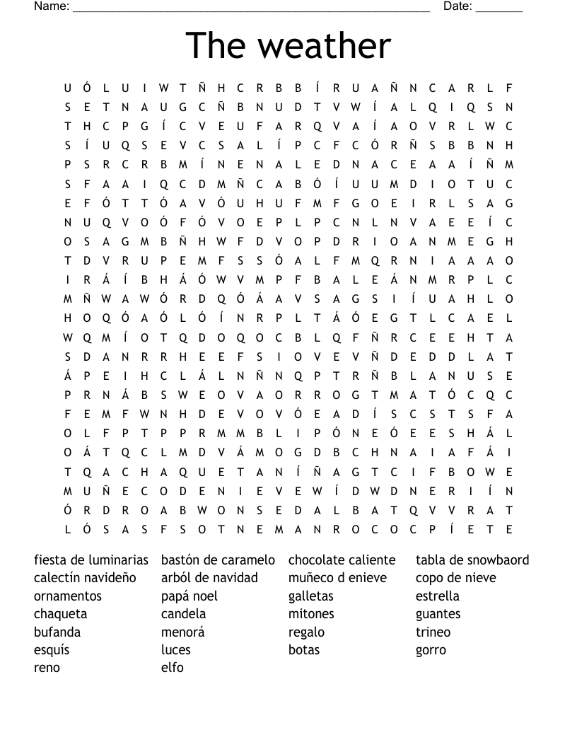 The weather Word Search