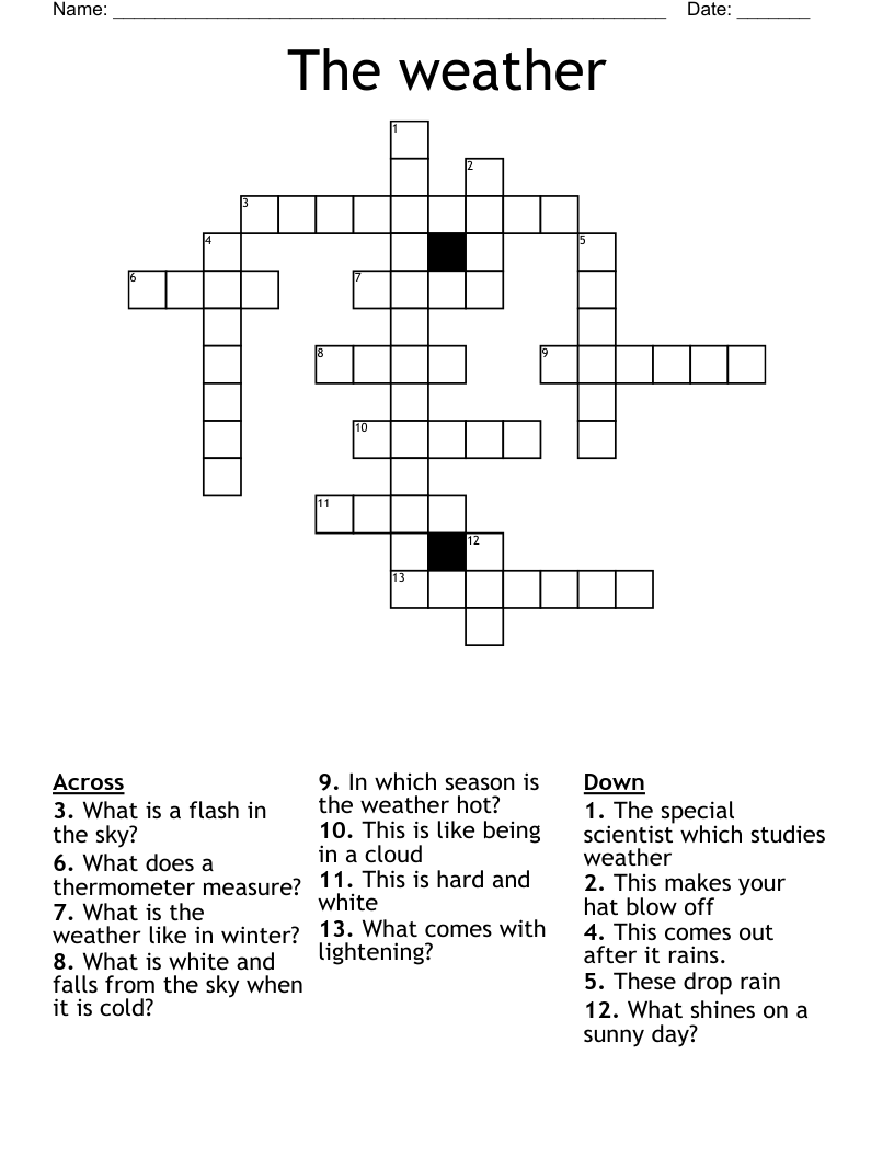 The weather Crossword