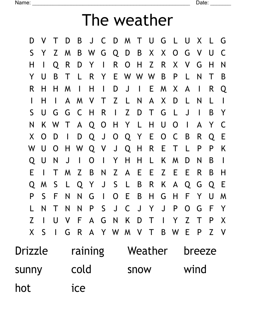 The weather Word Search
