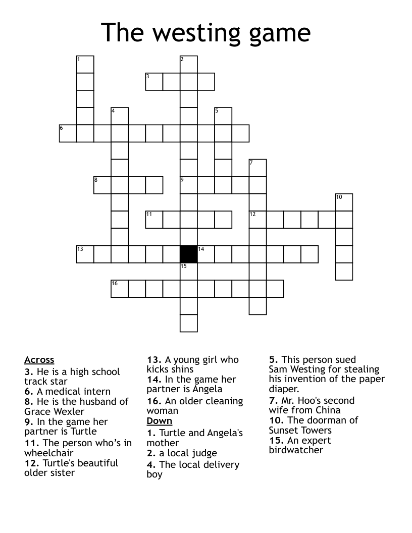 The westing game Crossword