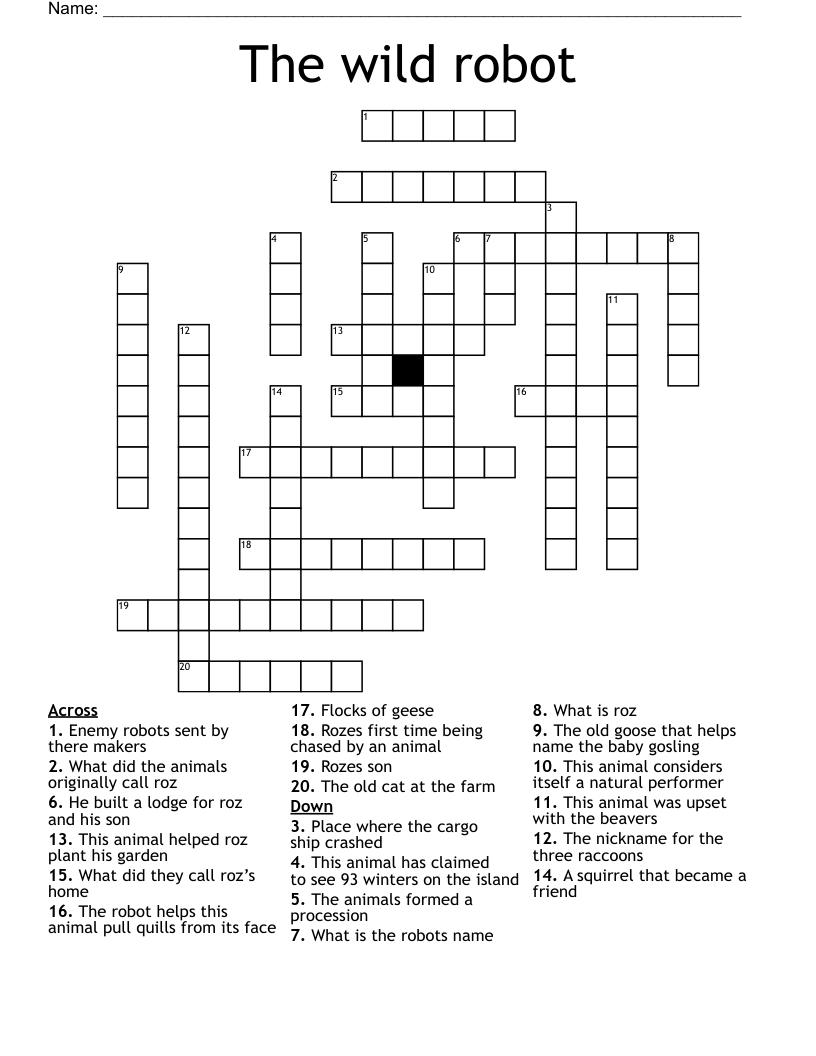 The wild robot Crossword