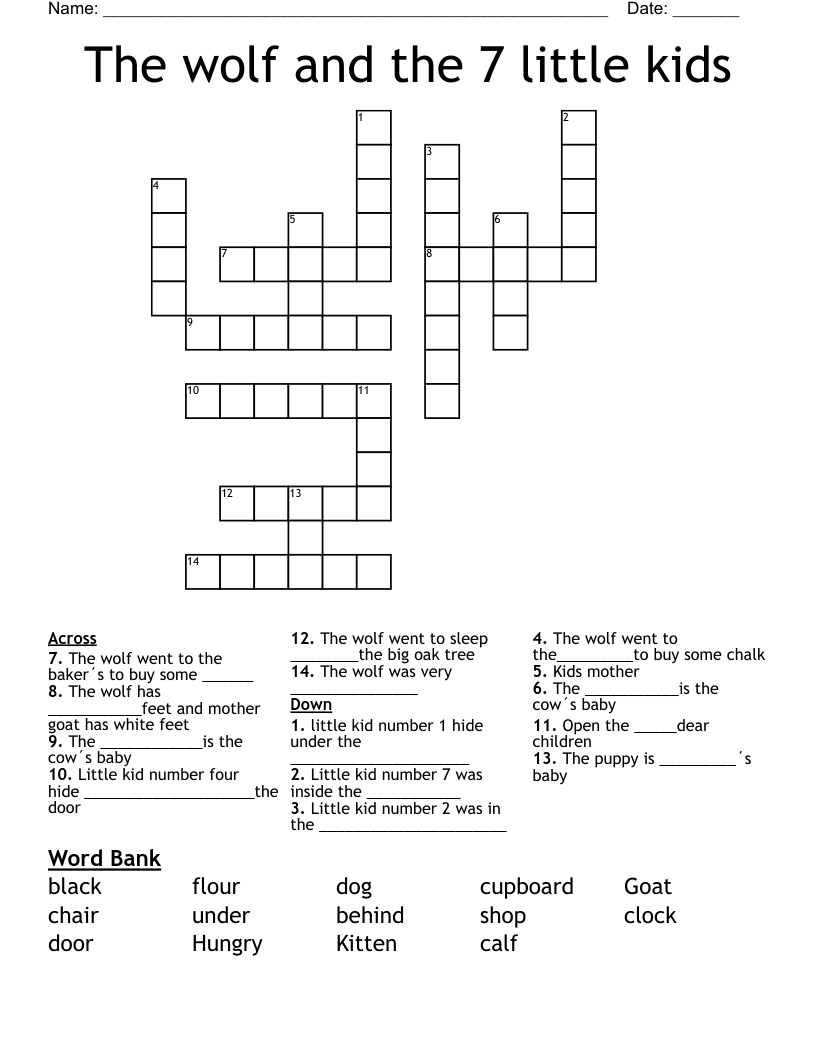 The wolf and the 7 little kids Crossword