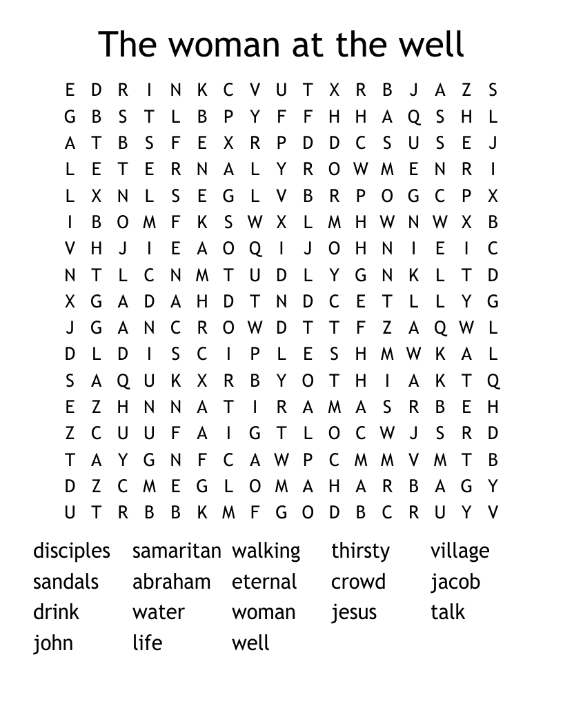 The woman at the well Word Search