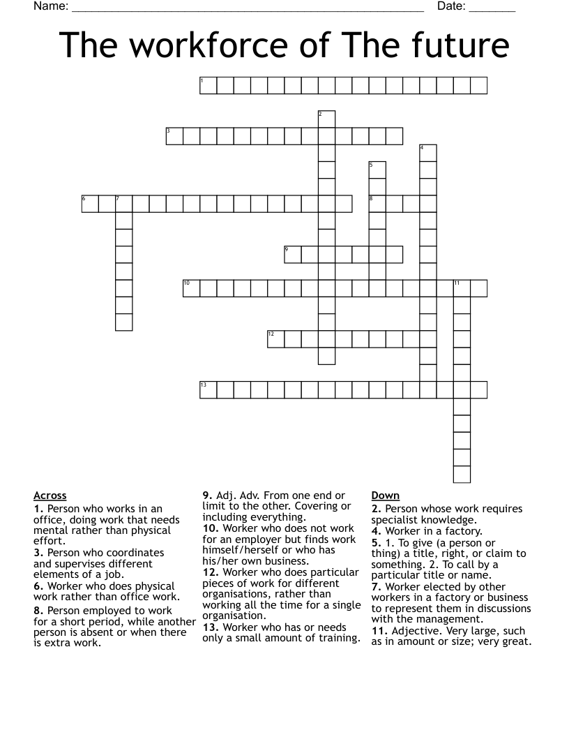 The workforce of The future Crossword