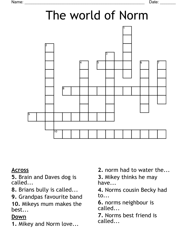 The world of Norm Crossword