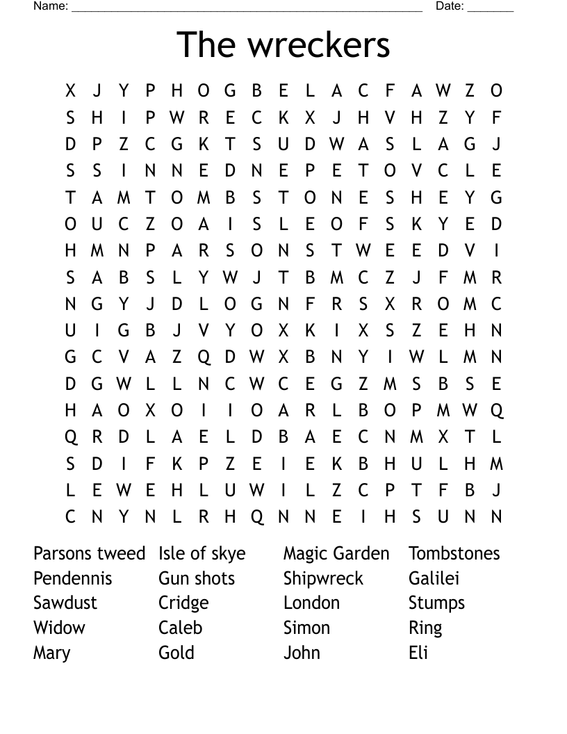 The wreckers Word Search