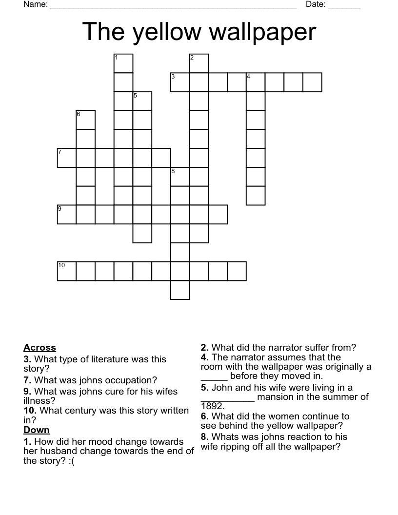 The yellow wallpaper Crossword