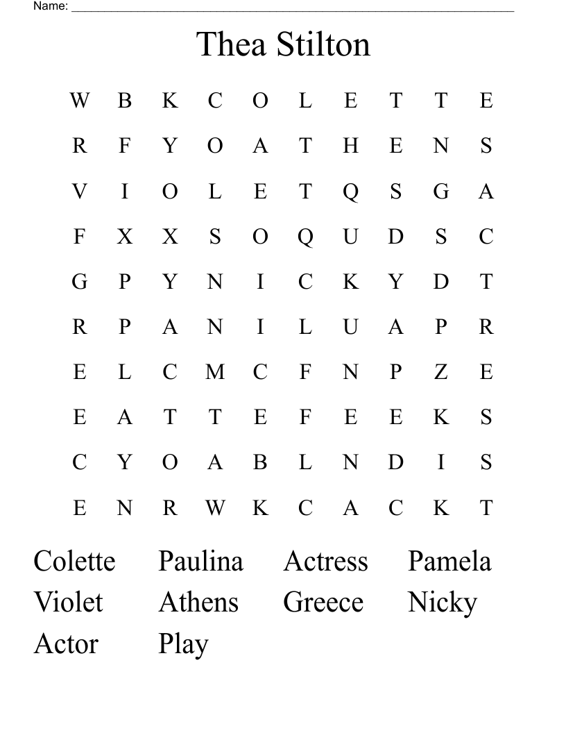 Thea Stilton Word Search