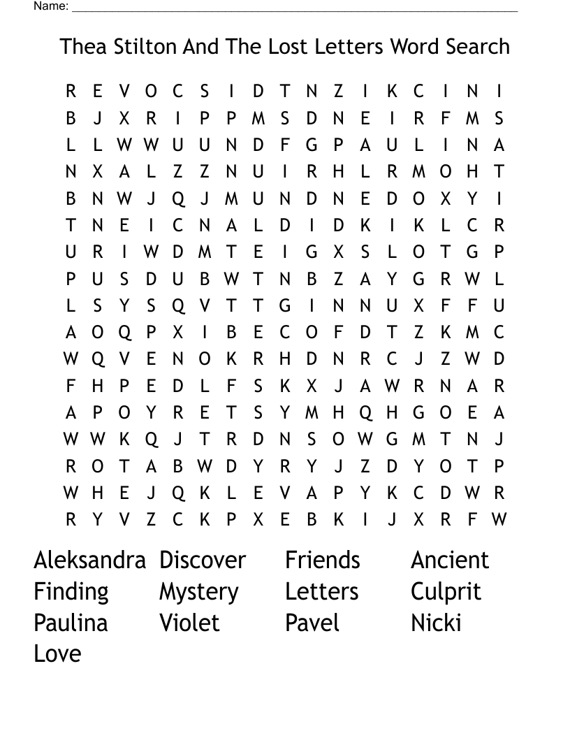 Thea Stilton And The Lost Letters Word Search