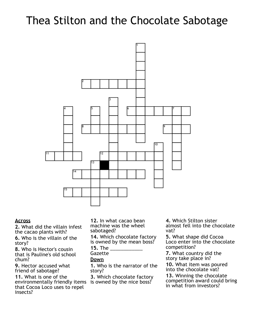 Thea Stilton and the Chocolate Sabotage Crossword