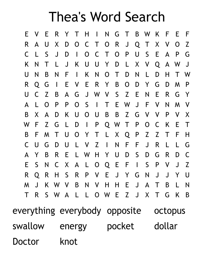 Thea's Word Search