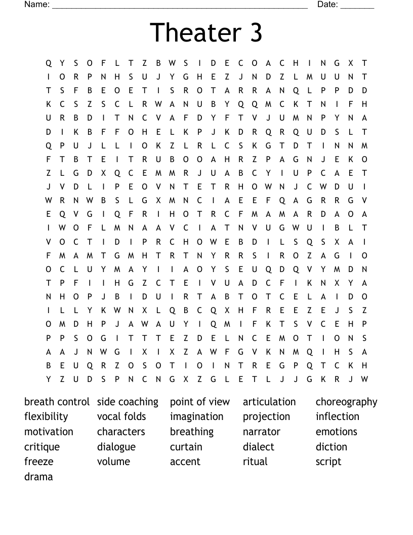 Theater 3 Word Search