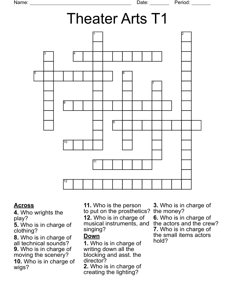 Theater Arts T1 Crossword