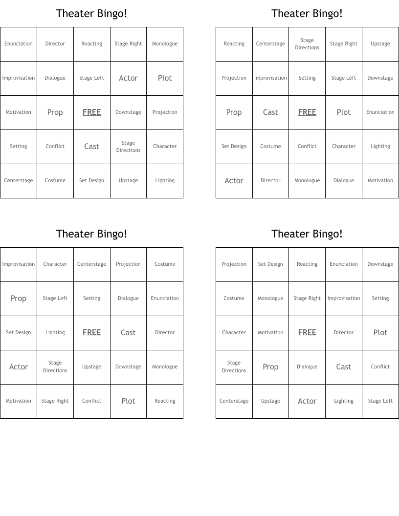 Theater Bingo!