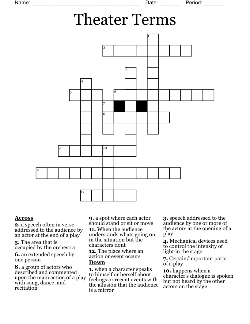Theater Terms Crossword