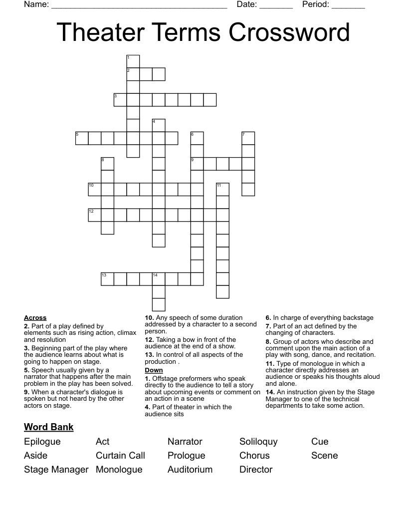 Theater Terms Crossword