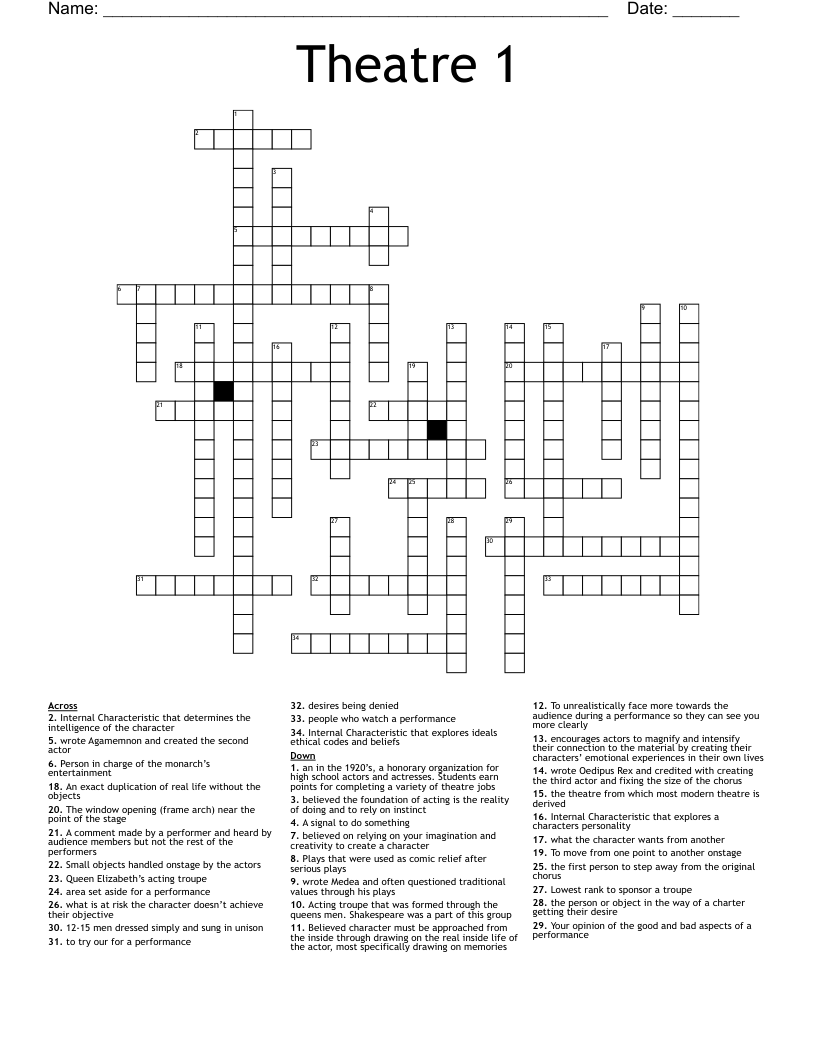 Theatre 1  Crossword