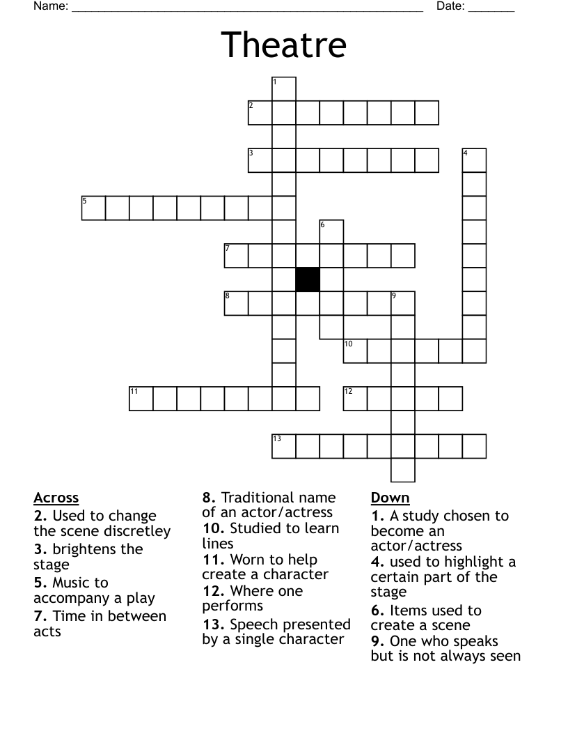 Theatre Crossword