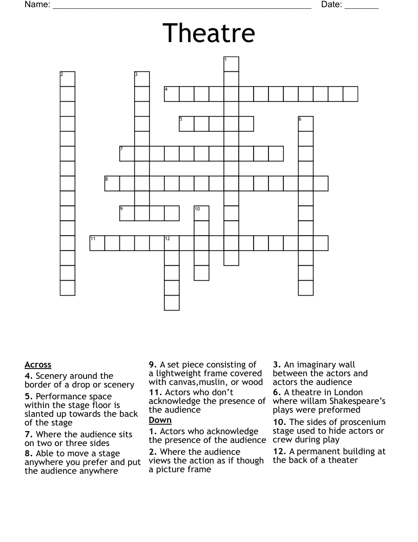 Theatre Crossword