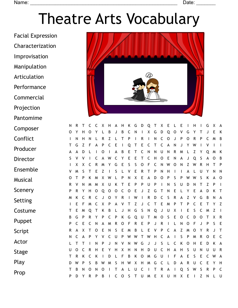 Theatre Arts Vocabulary Word Search