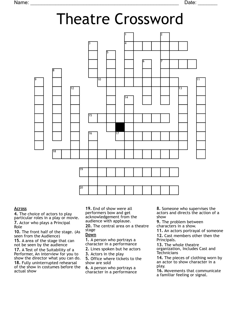 Theatre Crossword