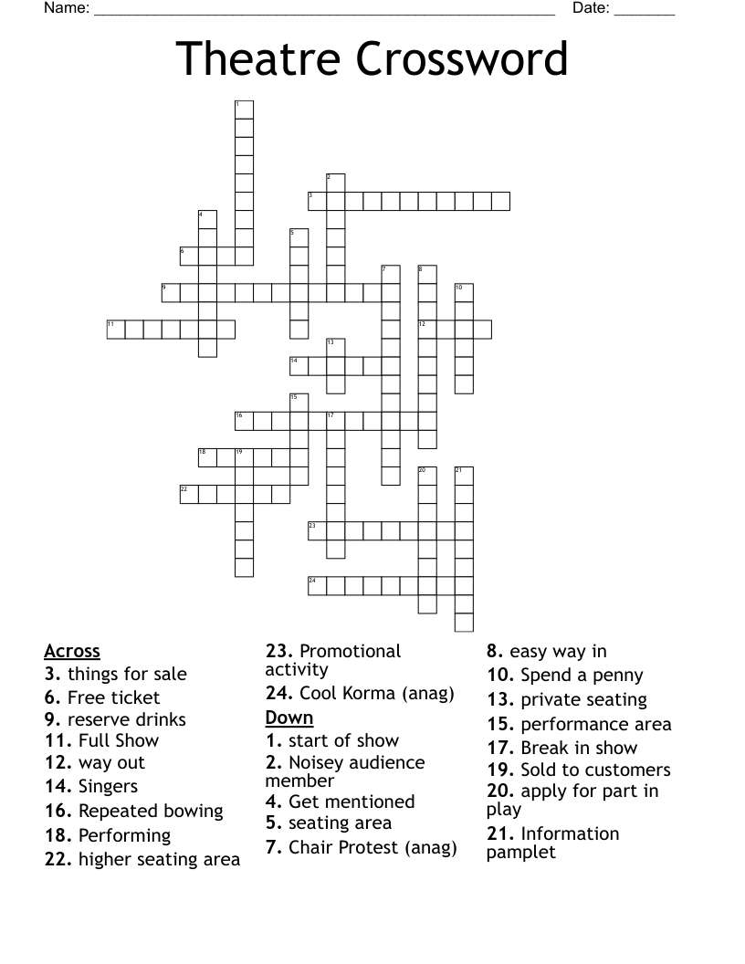 Theatre Crossword
